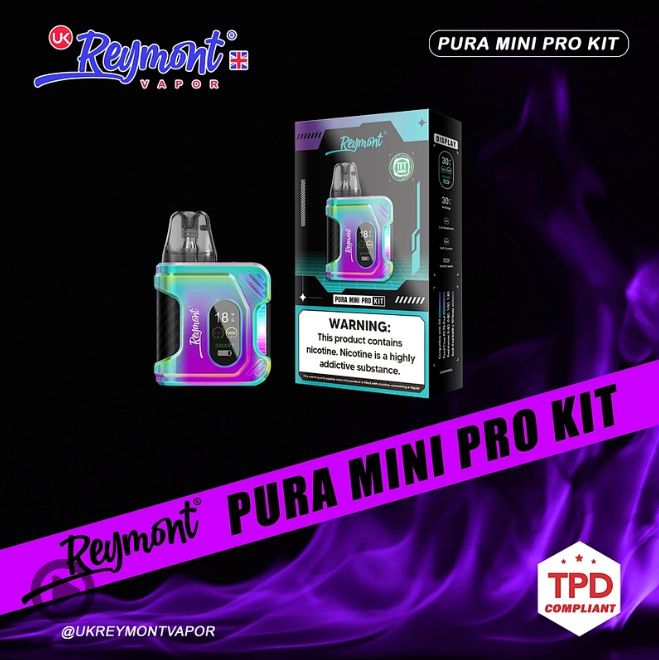 Reymont Pura Mini Pro Kit – TFT Display, Adjustable Wattage, Airflow Control & Refillable Pod System - Image 3