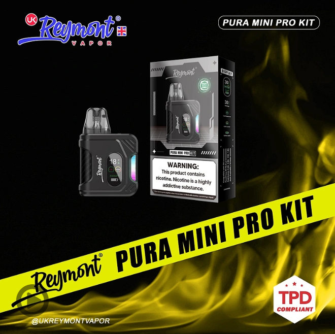 Reymont Pura Mini Pro Kit – TFT Display, Adjustable Wattage, Airflow Control & Refillable Pod System - Image 6