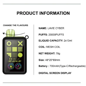 Alternative view of LAVIE Cyber 20000 Puffs Dual Flavor Disposable Vape with LED Light, Assorted Fruit Flavors Available