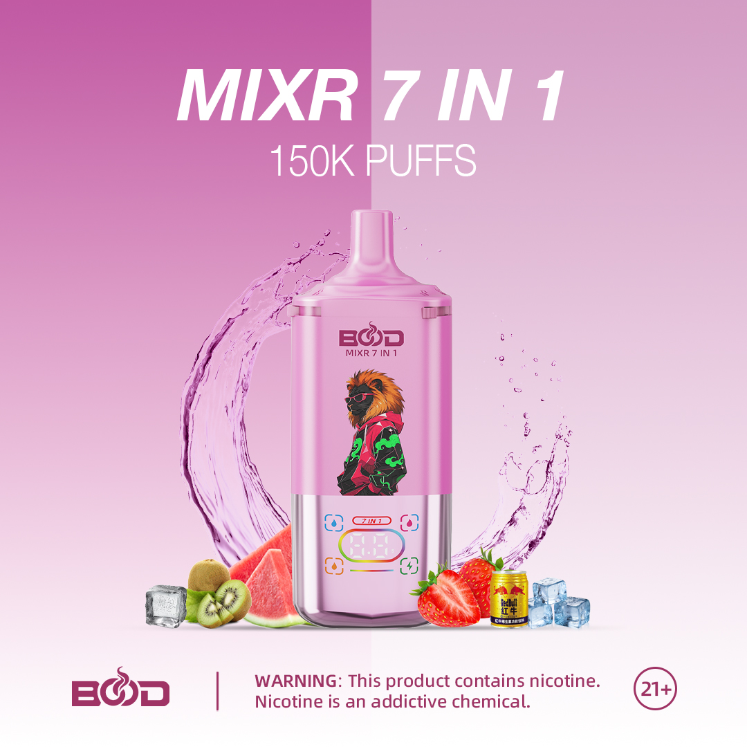 BOOD MIXR 150000 Puffs 7in1 , Digital Screen ,7 Adjustable Flavors , 3 Power Setting , Rechargeable Disposable Vape - Image 9